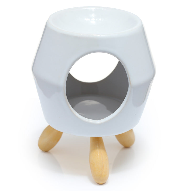 Ceramic White  Abstract Eden Oil Burner with Feet