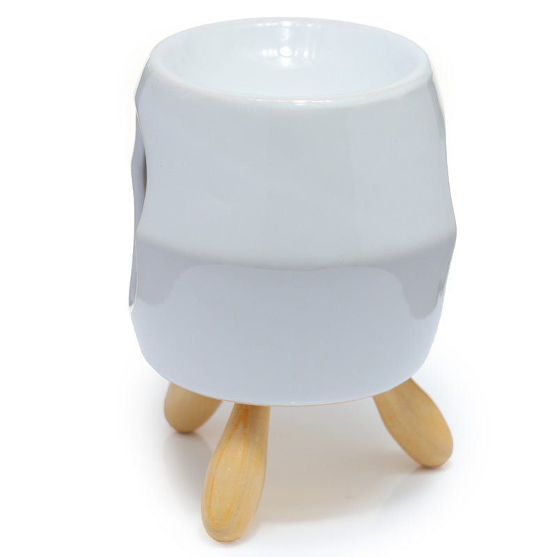 Ceramic White  Abstract Eden Oil Burner with Feet