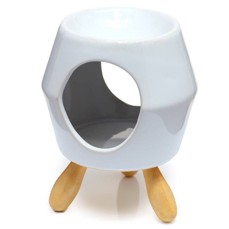 Ceramic White  Abstract Eden Oil Burner with Feet