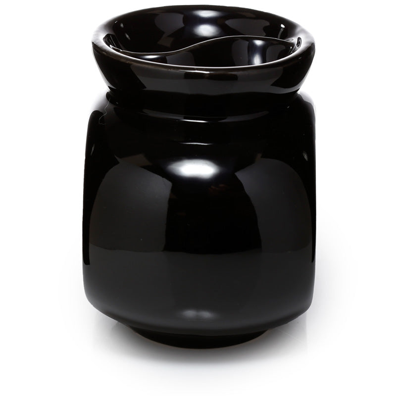 Ceramic Oval Double Dish and Tea Light Oil and Wax Burner - Black