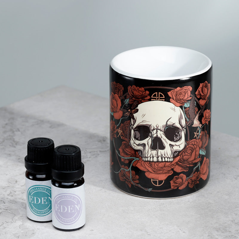 Skulls  and  Roses Printed Ceramic Oil Burner