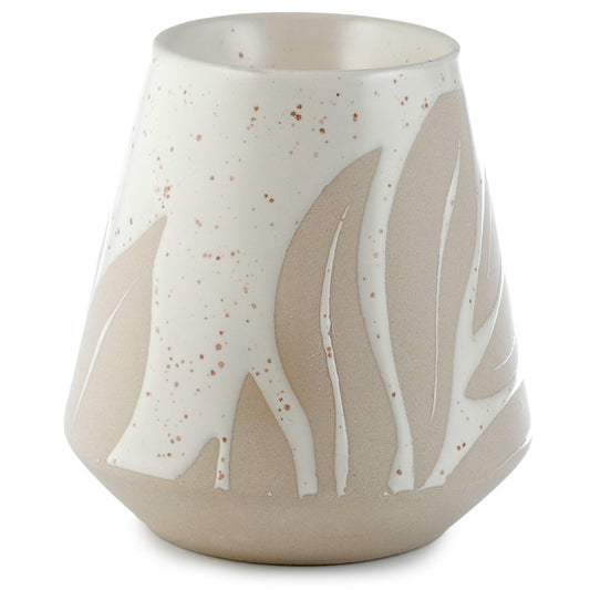 Stoneware Oil Burner - Florens Hesperantha Cream Glaze Relief