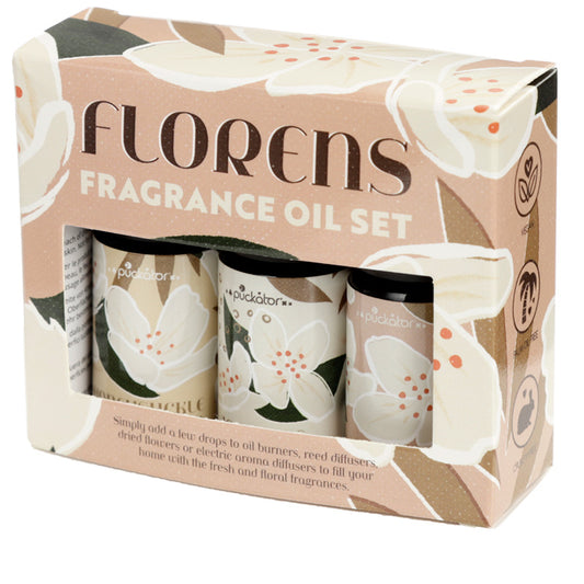 Set of 3 Fragrance Oils - Florens Jasminum Honeysuckle, Jasmine, Sandalwood