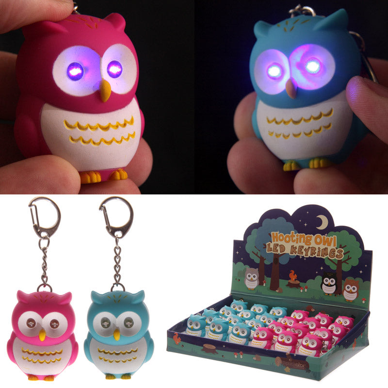 Bright Hooting Owl Novelty Key Ring with Light Up Eyes