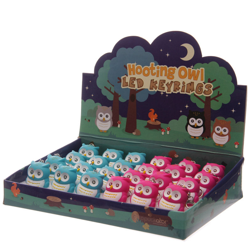 Bright Hooting Owl Novelty Key Ring with Light Up Eyes