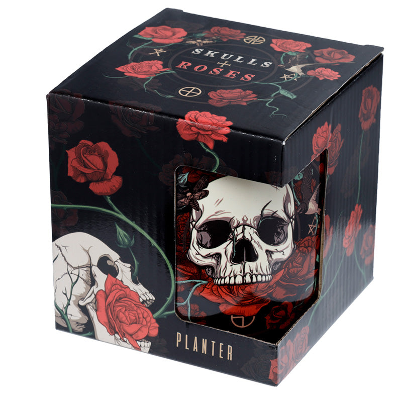 Skulls  and  Roses Ceramic Indoor Plant Pot - Large