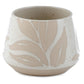 Decorative Stoneware Indoor Freestanding Planter/Small Plant Pot - Florens Hesperantha Cream Glaze Relief