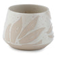 Decorative Stoneware Indoor Freestanding Planter/Small Plant Pot - Florens Hesperantha Cream Glaze Relief