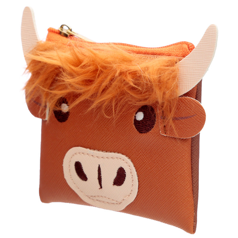 Handy PVC Purse - Highland Coo Cow with Fluffy Fringe