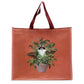 Recycled RPET Reusable Shopping Bag - Kim Haskins Floral Cat in Fern Red