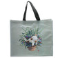 Recycled RPET Reusable Shopping Bag - Kim Haskins Floral Cat in Fern Green