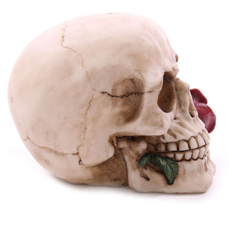 Fantasy Skull Head with Roses Ornament