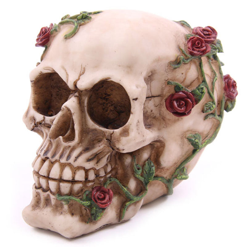 Fantasy Skull Head with Roses Ornament