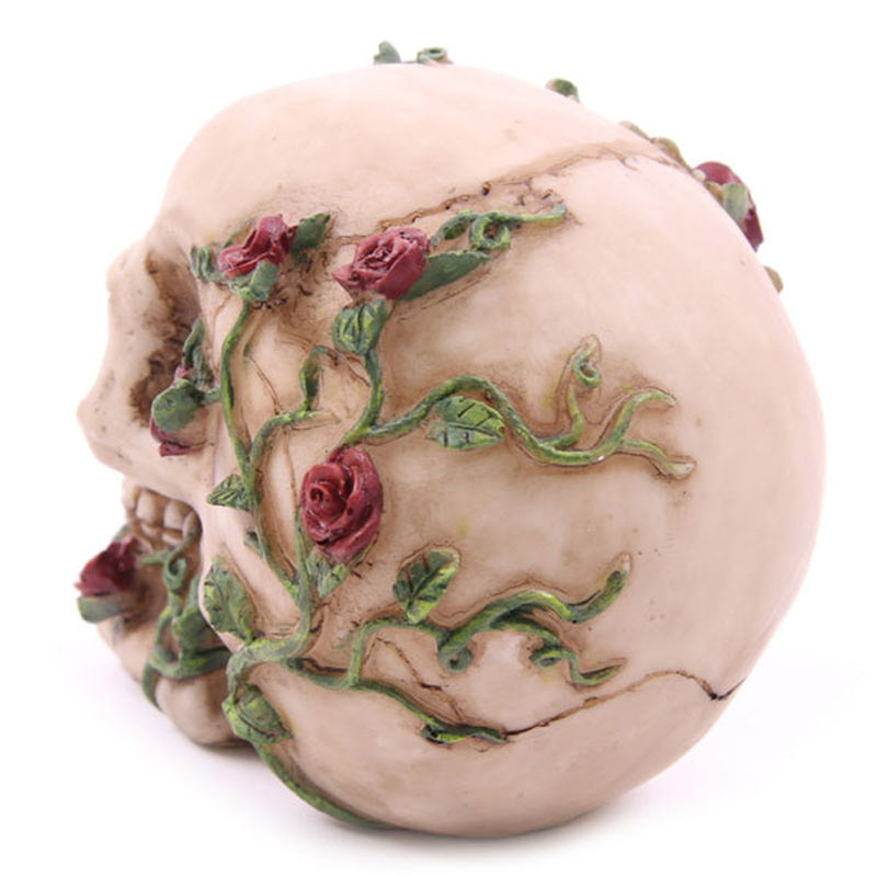 Fantasy Skull Head with Roses Ornament