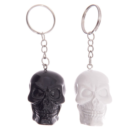 Fun Novelty Black and White Skull Keyring