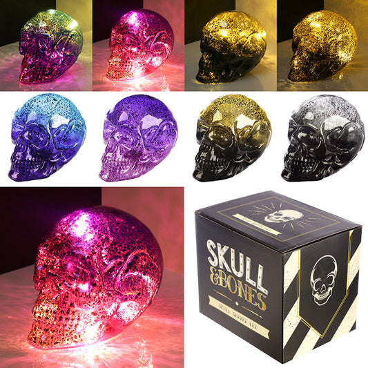 Decorative LED Light - Small Two Tone Metallic Skull