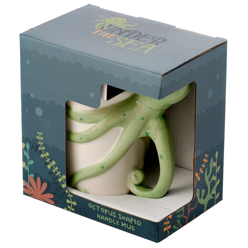 Fun Novelty Sealife Design Octopus Shaped Handle Ceramic Mug