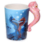 Novelty Sealife Design Seahorse Shaped Handle Ceramic Mug