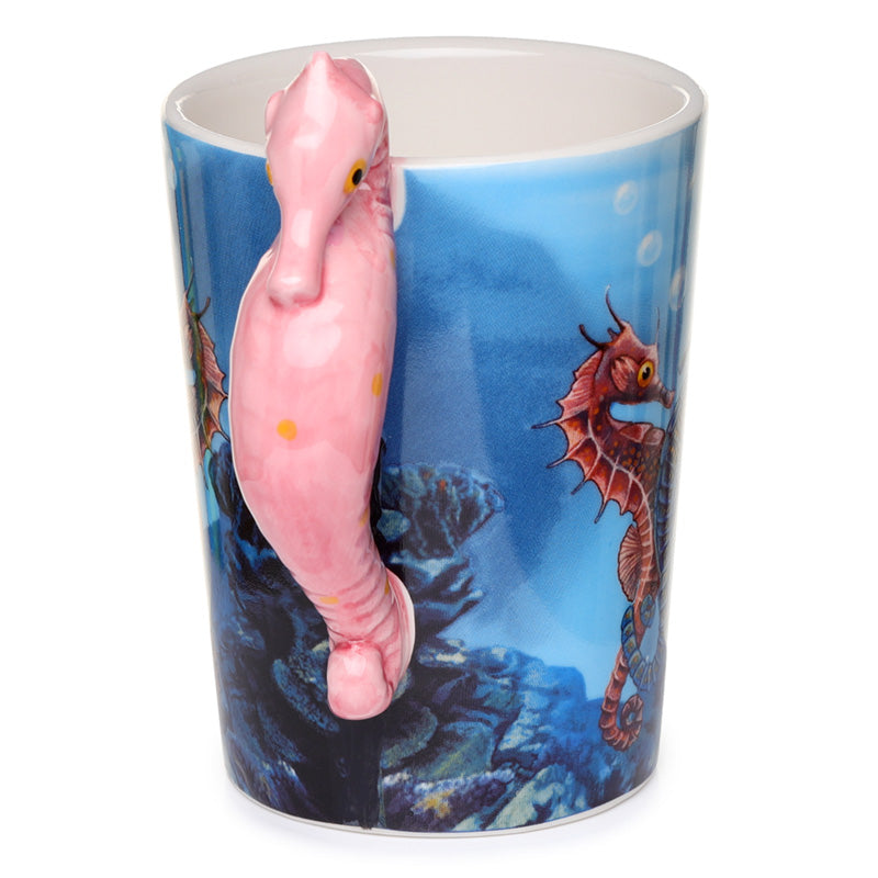 Novelty Sealife Design Seahorse Shaped Handle Ceramic Mug