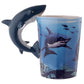 Novelty Sealife Design Shark Shaped Handle Ceramic Mug