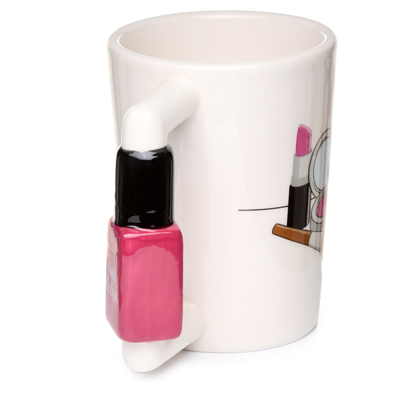 Fun Nail Varnish Shaped Handle Ceramic Mug