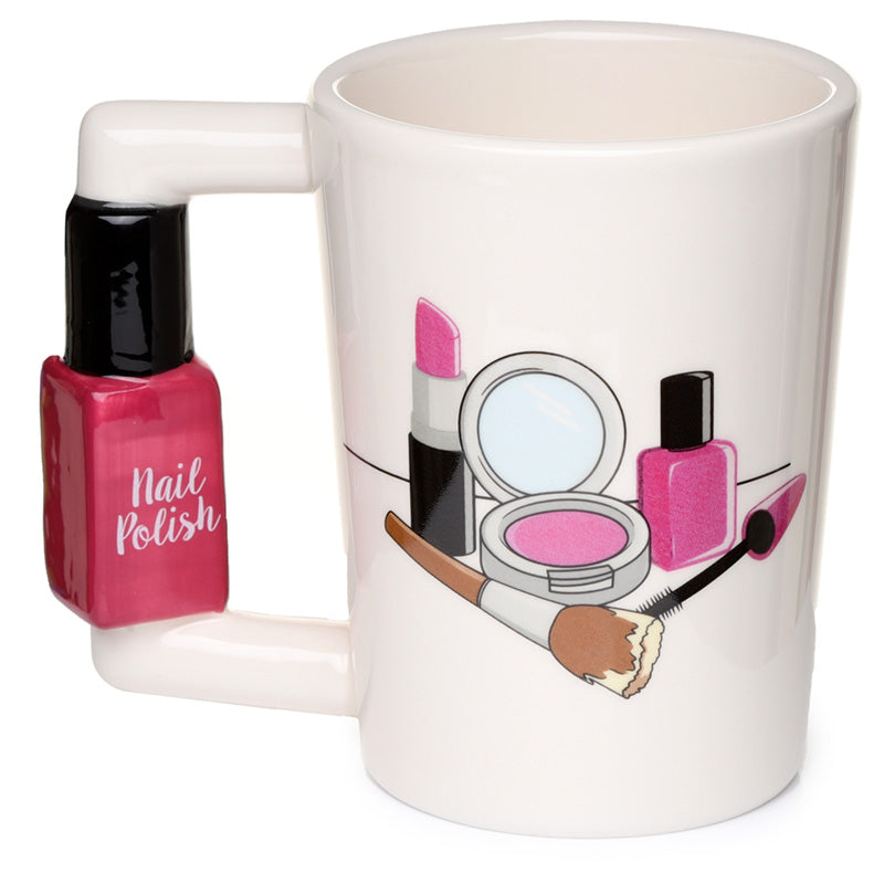 Fun Nail Varnish Shaped Handle Ceramic Mug