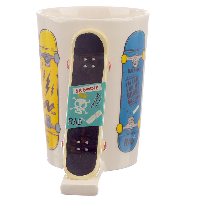 Collectable Skateboard Shaped Handle Ceramic Mug