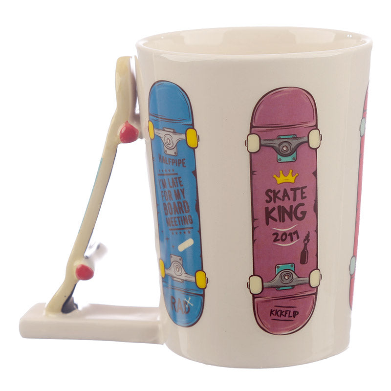 Collectable Skateboard Shaped Handle Ceramic Mug