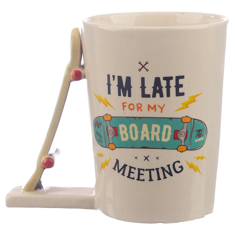 Collectable Skateboard Shaped Handle Ceramic Mug