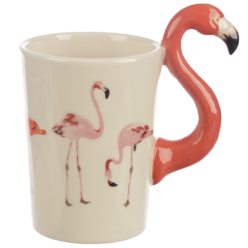 Fun Flamingo Shaped Handle Ceramic Mug