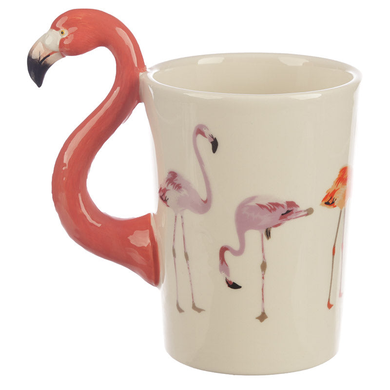 Fun Flamingo Shaped Handle Ceramic Mug