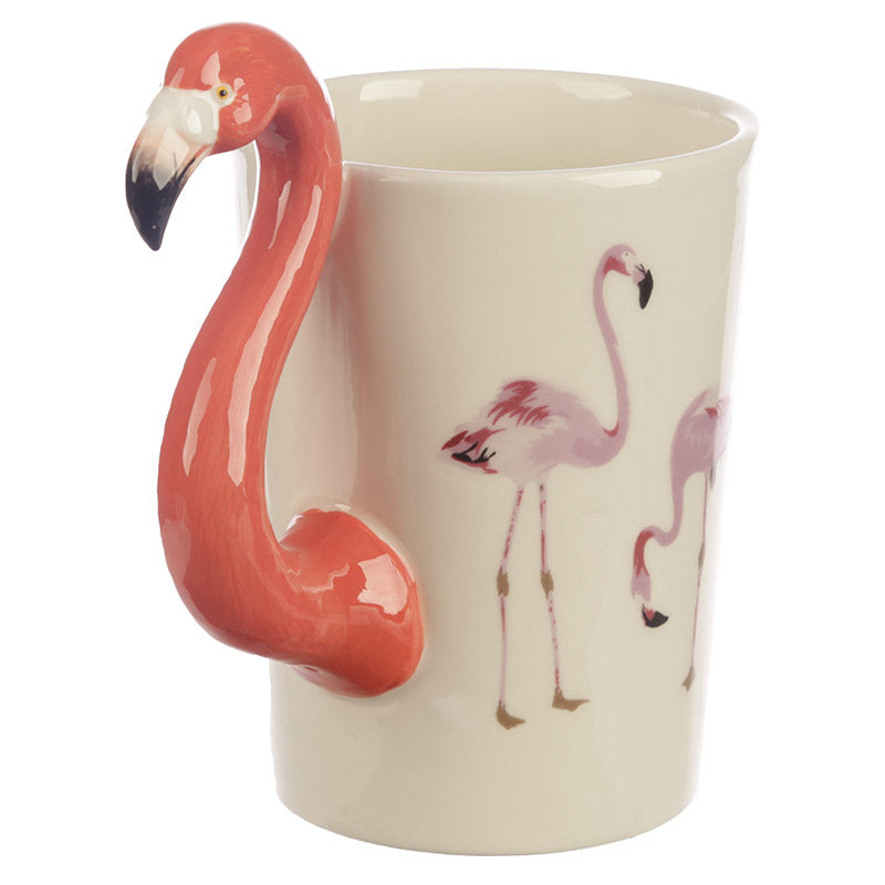 Fun Flamingo Shaped Handle Ceramic Mug