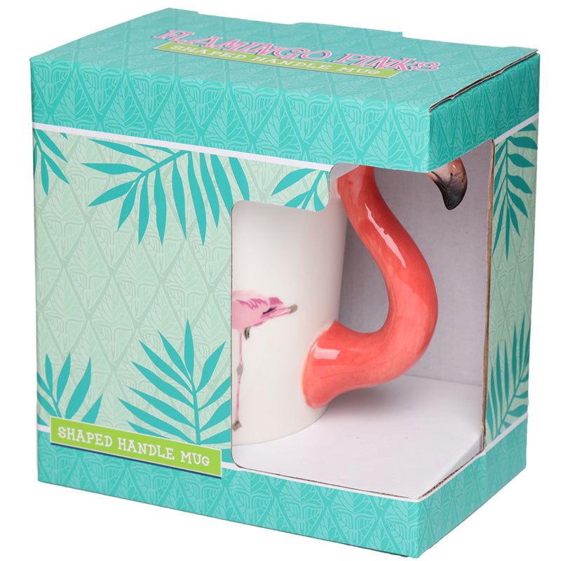 Fun Flamingo Shaped Handle Ceramic Mug