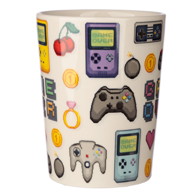 Ceramic Gaming Joystick Shaped Handle Mug with Pixel Decal