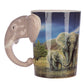 Ceramic Safari Printed Mug with Elephant Head Handle