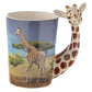 Ceramic Safari Printed Mug with Giraffe Head Handle