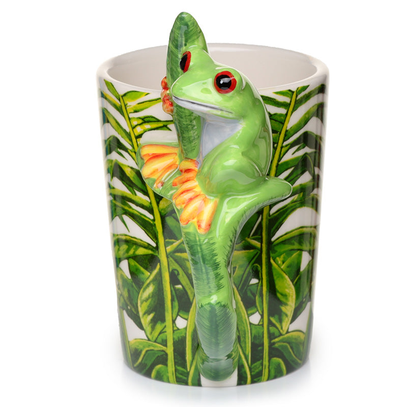 Ceramic Jungle Mug with Tree Frog Handle