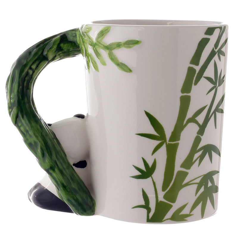 Ceramic Jungle Mug with Panda and Bamboo Handle