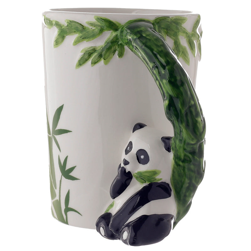 Ceramic Jungle Mug with Panda and Bamboo Handle