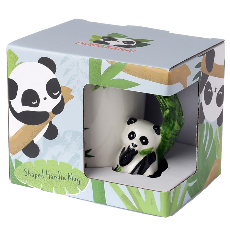 Ceramic Jungle Mug with Panda and Bamboo Handle