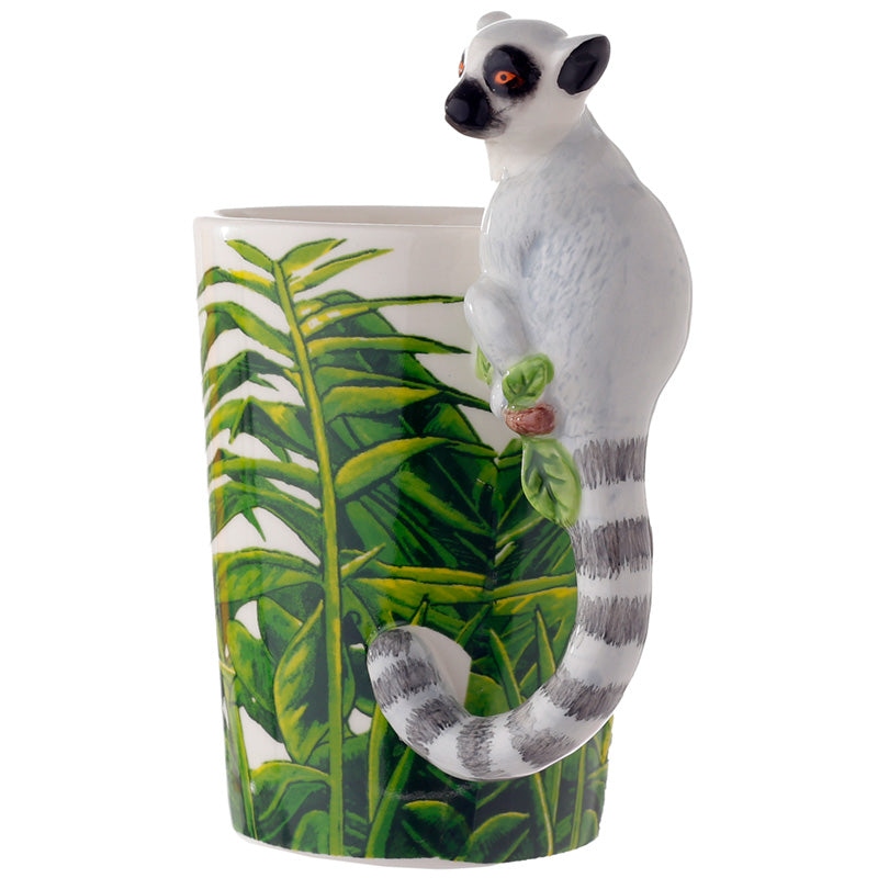 Novelty Ceramic Jungle Mug with Lemur Shaped Handle