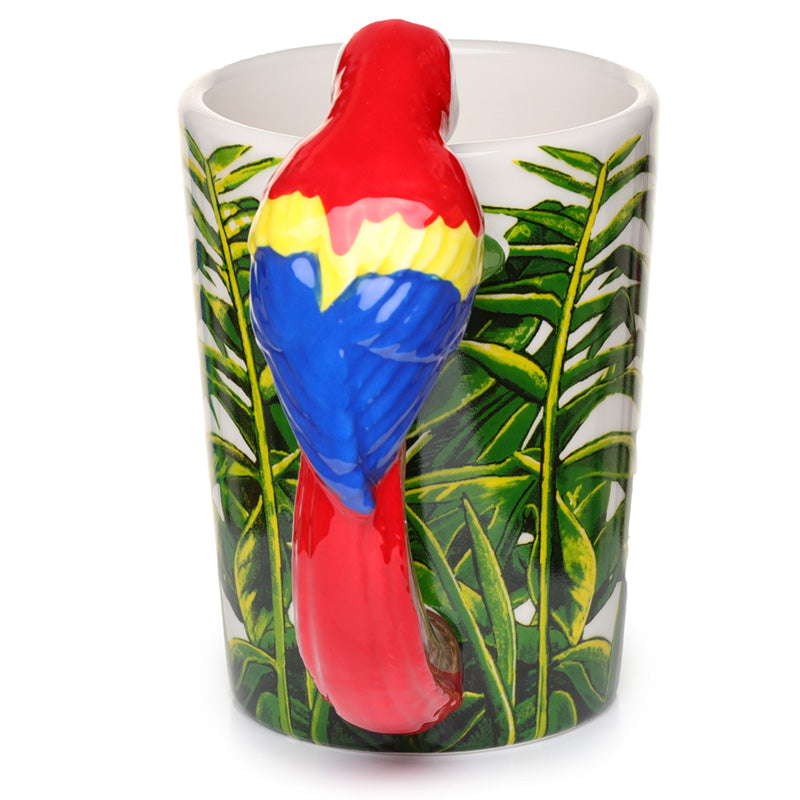 Novelty Ceramic Jungle Mug with Parrot Shaped Handle