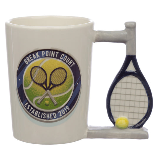 Fun Tennis Racket Shaped Handle Ceramic Mug