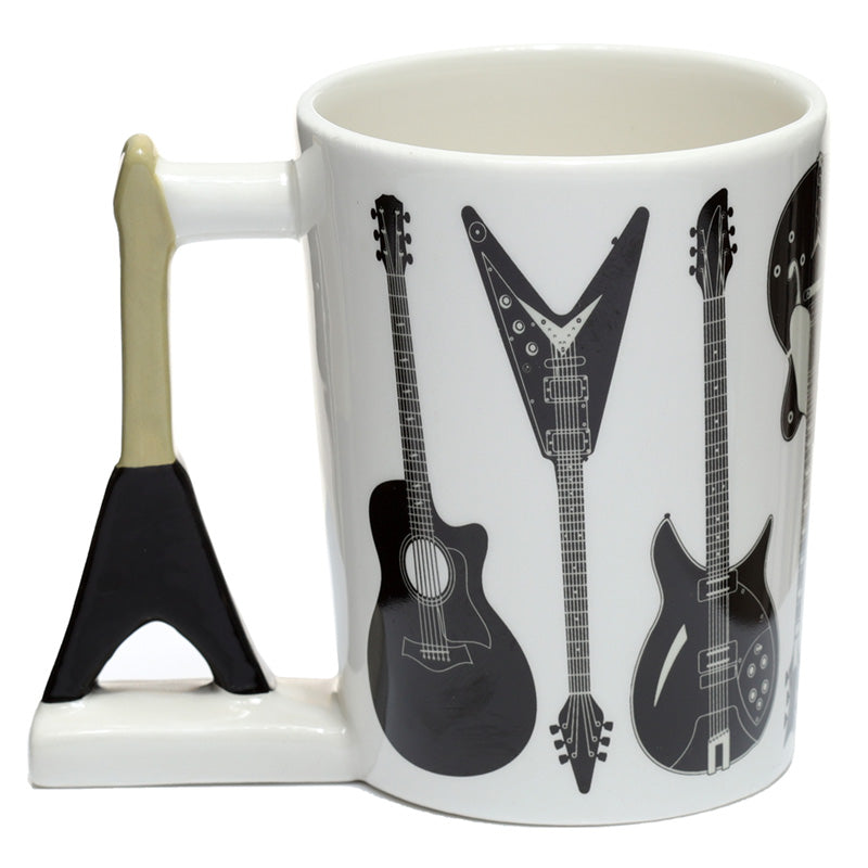 Collectable Shaped Handle Ceramic Mug - Headstock Rock Guitar