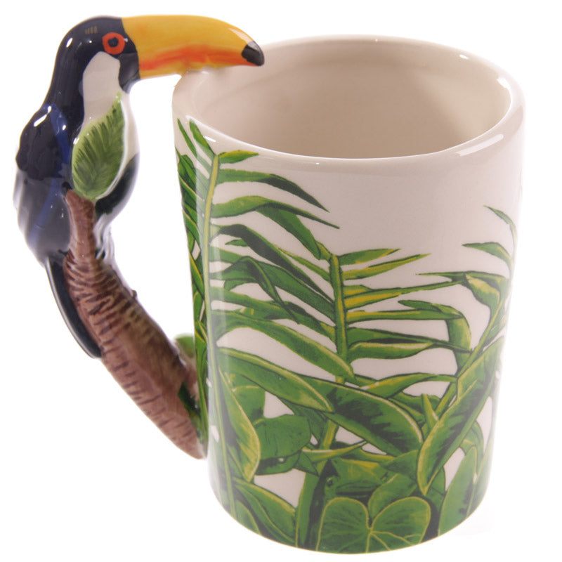 Novelty Ceramic Jungle Mug with Toucan Shaped Handle