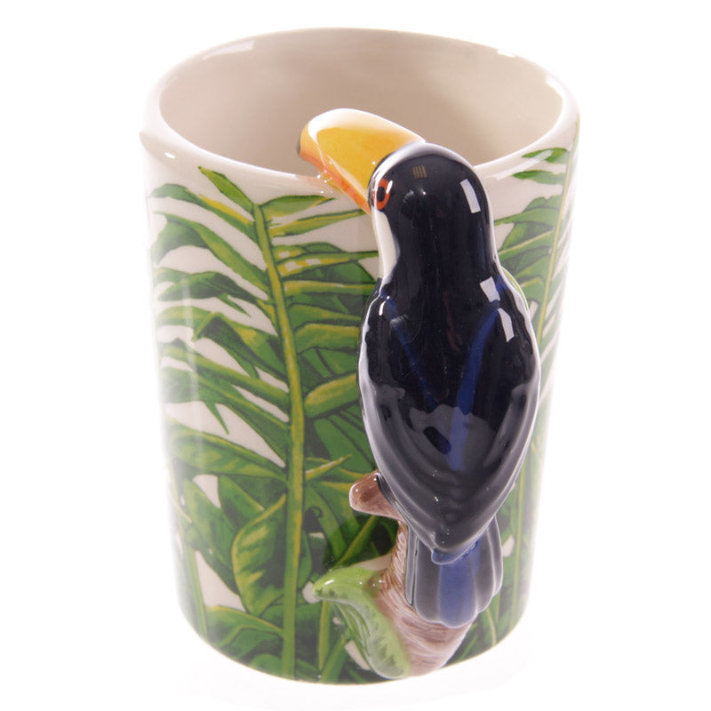 Novelty Ceramic Jungle Mug with Toucan Shaped Handle