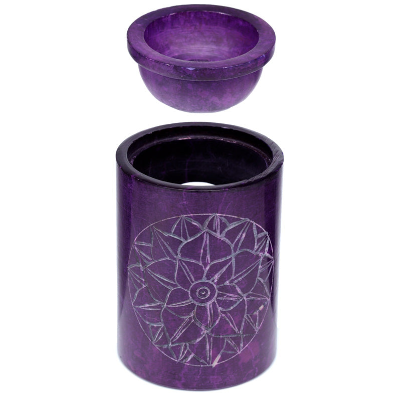 Purple Soapstone Carved Chakra Oil Burner