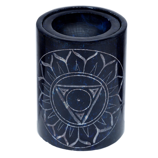 Dark Blue Soapstone Carved Chakra Oil Burner