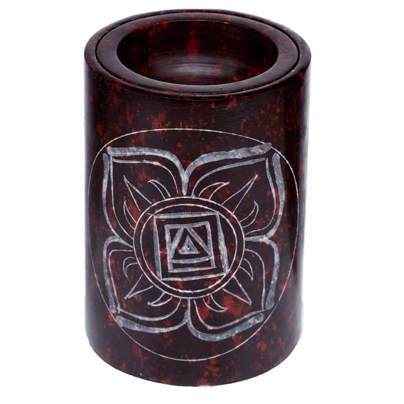 Deep Red Soapstone Carved Chakra Oil Burner