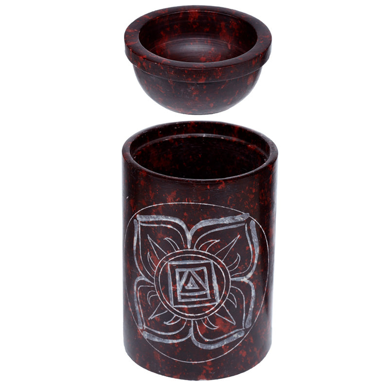 Deep Red Soapstone Carved Chakra Oil Burner